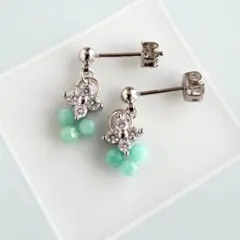 エメラルド × ジルコニアフラワー ピアス *S *イヤリング可