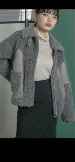 グレー ボアジャケット フリースジャケット