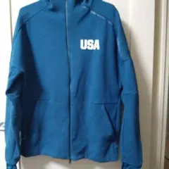 アディダスUSAロゴ フード付きジップアップパーカー