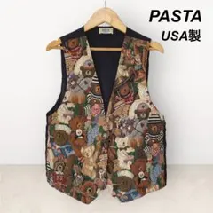 PASTA USA製　ゴブラン　クマ柄 ベスト　サイズM
