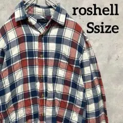【roshell】ロシェル ネルシャツ チェックシャツ 赤 青 白 Ssize