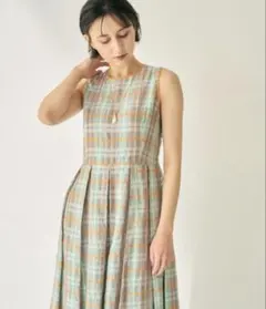 美品 ANAYI アナイ マドラスチェックシャツワンピース フレア ベルト