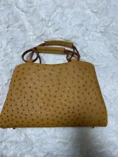 オーストリッチレザー ハンドバッグ イエロー