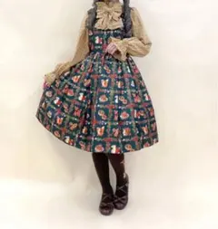 axes femme kawaii 森のケーキ屋さん柄 ジャンスカ