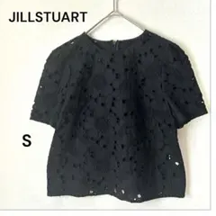 JILLSTUART総カットワーク刺繍総レースブラウス半袖コットン100%黒 Sのサムネイル