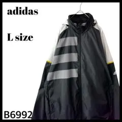 アディダス 3ストライプ ラインデザイン ジャケット ブルゾン 黒 US/L