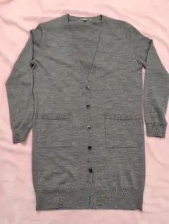 UNIQLO ライトグレー　メリノウールVネックロングカーディガン S