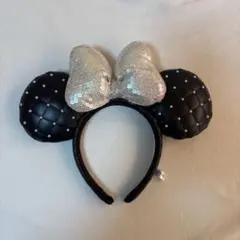 ミニーマウス耳カチューシャ 黒と銀