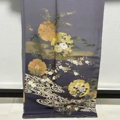 最終値下げ F-356 訪問着 金彩 金駒刺繍 雪輪 草花 染め分け 袷 美品