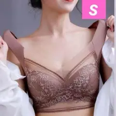 ノンワイヤー レース エアリー メッシュ ブラジャー 夏の陣 S くすみピンク