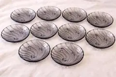 ガラス小皿 10枚セット パープル 取り皿　波　レトロ