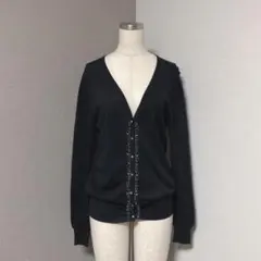 エフデ パール ビーズ ビジュー ニット カーディガン ブラック