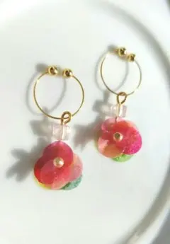 和紙製イヤリング　夏祭り　ハンドメイド品　浴衣　卒業式　成人式　匿名配送
