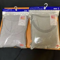 HEATTECH クルーネック長袖Tシャツ 2枚セット Lサイズ グレー