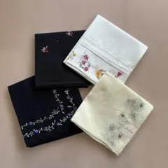 刺繍デザイン ハンカチセット 4枚　Private Labelなど