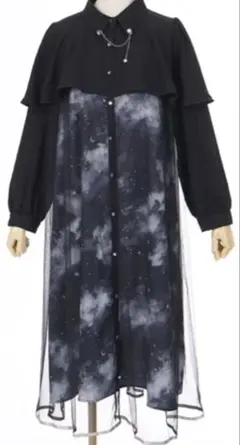 axesfemme テレスコーププリントケープ風ワンピース