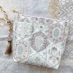 NO.451☻ インド刺繍リボンポーチ(M) - メルカリ