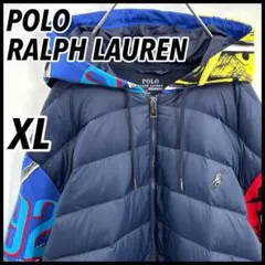 【超希少】ポロバイラルフローレン メタルポニーロゴ 切替ダウンジャケット XL