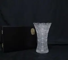美品 ボヘミア クリスタル ガラス花瓶② 花入 共箱 送料込み26073002