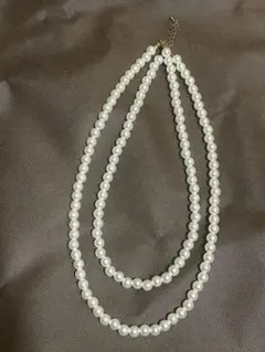 美品　ホワイトパール 2連ネックレス パール　結婚式　パーティー　カジュアル