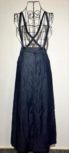 しまむら terawear emu サスペンダー付 デニム ロングスカート