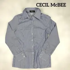 CECIL McBEE ストライプ 長袖シャツ　キラキラ　青　白　M