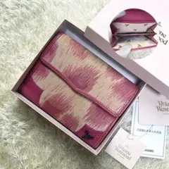 付属品完備 ヴィヴィアンウエストウッド 折り財布 レオパード ピンク