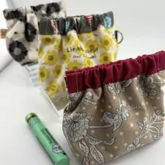 10cm バネ口ポーチ 3点セット｜リバティ生地1点入り｜ハンドメイド