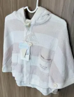 【新品未使用タグ付き】ジェラートピケ　ベビーポンチョ ボーダー　ピンク