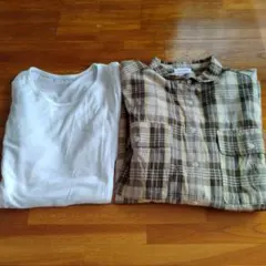 LEPSIM チェック柄シャツ ホワイトインナー 2点セット