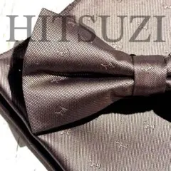 ○蝶ネクタイ チーフ　茶　ブラウンベージュ　メンズ小物結婚式新郎メンズ　Sbu