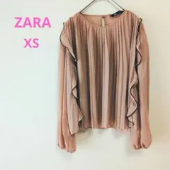 ザラ　ZARA シフォンブラウス　プルオーバー　シアー　ピンク　XS