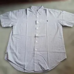 ポロ刺繍 半袖チェックシャツ