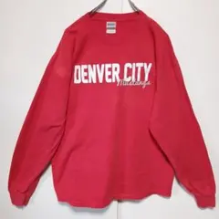 C304　90s ギルダン　Tシャツ ロンT 長袖Tシャツ 赤　レッド XL