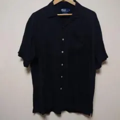 名作 完全無地 Polo Ralph Lauren 黒 開襟シャツ L ブラック