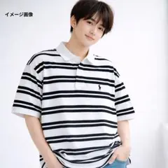 ラルフローレン ボーダー半袖ポロシャツ 白×黒 メンズ2XL
