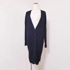 オリーブデオリーブ　ロングカーディガン　ネイビー　薄手　伸縮　無地【S】のサムネイル