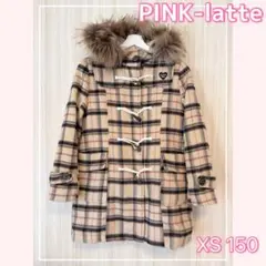 美品【ピンクラテ】ダッフルコート　アウター　チェック柄　150