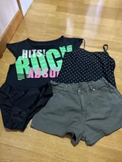 女の子用水着セット 140cm 水着　キャミソールショートパンツ　4点