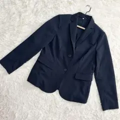 無印良品✨美品　テーラードジャケット　レディース　メッシュ　ネイビー　（L）