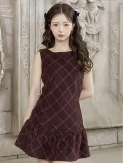 Darich ダーリッチ タータンチェックノースリミニワンピース