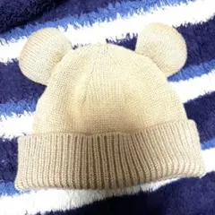 petit main 耳付き　ニット帽 サイズ46 ベージュ　くま　プティマイン