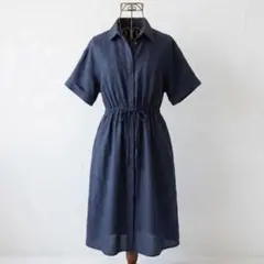 Spick & Span リネン混シャツワンピース ネイビー 38 - メルカリ
