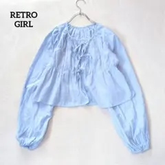 レトロガール ボレロ シャーリング フロントリボン ショート丈 長袖のサムネイル