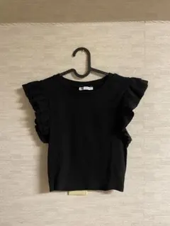ZARA フリル ノースリーブ トップス ブラック