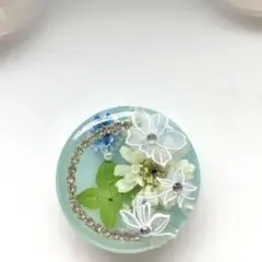 レジン ヘアゴム 花とラインストーン　アイスブルー◡̈♥︎