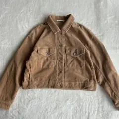 ユニクロ コーデュロイ クロップド ジャケット L ベージュ ドロップショルダー