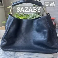 定番人気 SAZABY サザビー トート 本革 レザー ハンドバッグ ネイビーのサムネイル