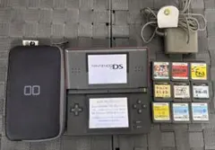 【美品】DS Lite クリムゾンレッド＋限定ポーチ＋ソフト9本【箱説なし】