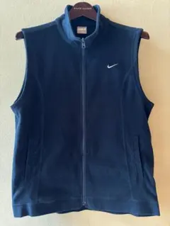 【希少XL】ナイキ NIKE フリースベスト フルジップ 刺繍ロゴ ネイビー